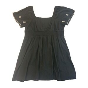 Old Navy Flutter Sleeve‎ Mini Dress Light Embroidered XXL Black Smocked Beach